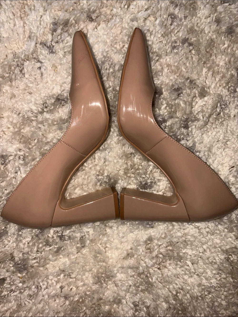 Vince Camuto Tan Beige Nude Patent Pointed-Toe Pumps